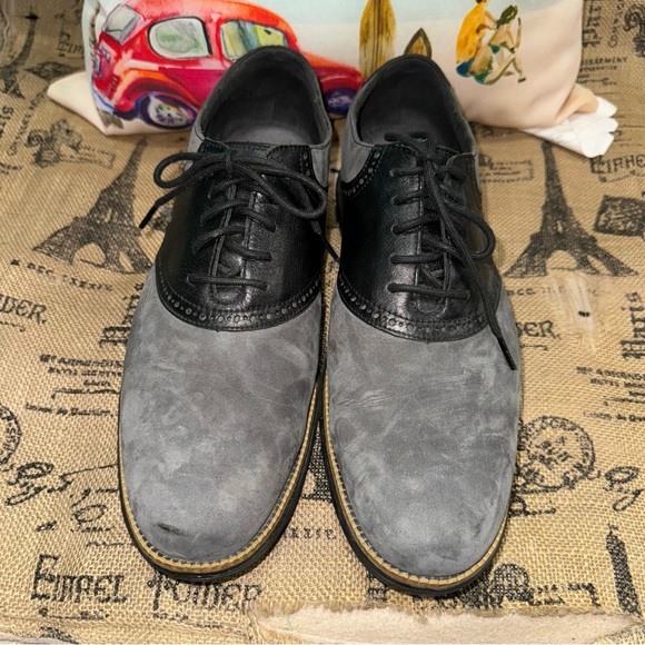 Cole Haan Men'S Oxford Grand Grey Suede Black Leather Shoes Size 12 - Picture 4 of 12